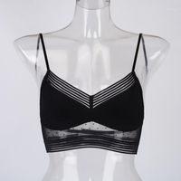 Wholesale Sexy Low Back Bralette Ladies U Backless Invisible Lace Bra Polka Dot Mesh Ultra Thin Underwear Women Lingerie Tank Top Bras Camisoles Tan