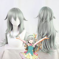 Wholesale Kusanagi Nene Cosplay Wig Grey Green Lolita Girls Long Curly Synthetic Hair Role Play Free Wig Cap