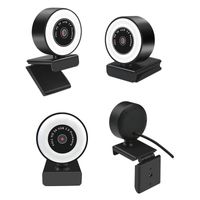 Wholesale Cameras Web Camera Auto Focus Ring Beautify Fill in Lighting Video Webcam HD P Live Broadcast Mic USB Grades Touch Brightness