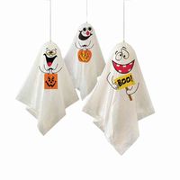 Wholesale 3pcs Set Party Mini Halloween Hanging Ghosts Funny Decoration Finger Dolls Cake Card Pumpkins Size Cute White Cloth Gift Children ZJTL0817