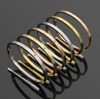 Wholesale Size cm cm width mm women Hip hop girl deluxe thin bangle jewelry L stainless steel silver gold rose love screwdriver bracelets bangles diamond no stone