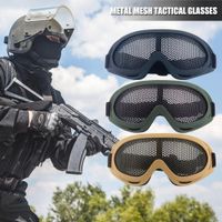Wholesale Tactical Sunglasses Steel Wire Mesh Net Goggles Outdoor Hunting Game Glasses Safety Eye Protection