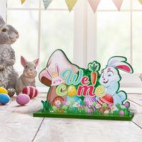 Wholesale Happy Easter Tabletop Decoration Signs Bunny Table Centerpiece Easter Wood Decor for Home Office Party RRE11544