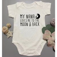 Wholesale Rompers Funny My Nana Loves Me To The Moon Back Born Baby Bodysuit Cotton Short Sleeve Infant Body Boys Girls Oneises Clothes