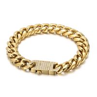Wholesale Charm Bracelets mm Curb Cuban Chain Gold Heavy Rapper Men s Hip Hop Bracelet Necklace Jewelry Set
