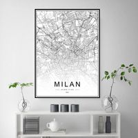 Wholesale Paintings Italy Milan Florence Venice Rome City Map Print Painting Black And White Engraving Minimalist Art Room Wall Decor Poster