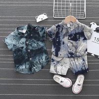 Wholesale Clothing Sets Baby Boys Chinese Retro Style Summer Kids Girls Fully Print Shirt shorts piece Toddler Fashion Clothes Suits