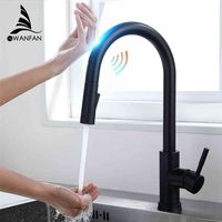 Wholesale Pull Out Black Sensor Kitchen Faucets Stainless Steel Smart Induction Mixed Tap Touch Control Sink Tap Torneira De KH1005R