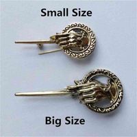 Wholesale Hand The King Brooch Song Of Ice And Fire Finger Fist Sign Power Pin Vintage Punk Fashion Movie Jewelry Men Women Whole
