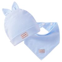 Wholesale 2pcs set Eslatic headscarf double layer cotton baby caps hats with baby bibs set for newborn infant Candy Color X2