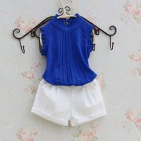Wholesale Girls White Shirt Sleeveless ChiffonTops for Teenage School Girl Solid Color Lace Blouses Cool Shirts for Toddler Child Clothes Y2