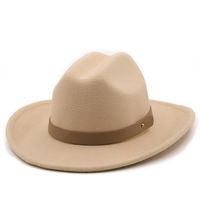 Wholesale Fedora Hats New Vintage Church Hats With Belt Buckle Decorated Western Cowboy Fashion Felt Jazz Hat