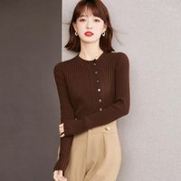 Wholesale Women s Sweaters Autumn Cardigan Long Sleeve Sweater Bottomed Shirt Chic Top Korean Ladies Pullovers Casual Jumper Camisolas De Inverno Mulh