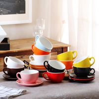 Wholesale Mugs ml Thick Body Ceramic Coffee Cups Saucer Sets Cappuccino Double Espresso Glass Drinkware Flower Latte
