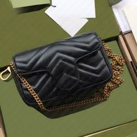 Wholesale Luxury designer Purse black super mini wave hearts quilted marmon bag High quality A handbags with SN Genuine Leather women belt waist chain shoulder cross body bags