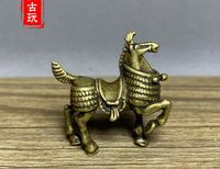 Wholesale Antique bronze horse small ornament solid brass war horse handlebar Piece Bronze micro carving ancient Chinese Zodiac horse