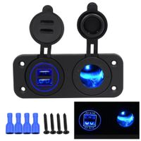 Wholesale Car DIY Car A Dual USB Charger Power Outlet with Led Light and Cigarette Lighter Socket for Car Motor Homes Yacht Boat Etc Blue