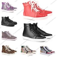 Wholesale 2022 Designer Brand Red Bottom Studded Spikes Flats shoes For Men Women black white blue Party Lovers Genuine Leather casual Sneakers on sale