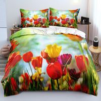 Wholesale Bedding Sets Coloful Tulip Bed Linen HD Pattern Blanket Quilt Cover Set Full Double King Size x230cm For Girls Adults Gift