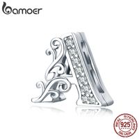 Wholesale Real Sterling Silver Letter Alphabet A Clip Beads Charms Fit Reflexions Bracelets DIY Jewelry Accessories SCX111