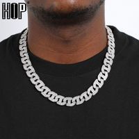 Wholesale Chains Hip Hop MM Heavy Miami Brass Baguette Zircon Iced Out Cuban Link Necklace CZ Prong Setting Necklaces For Men Women Jewelry