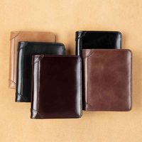 Wholesale Leather Wallet men s ultra thin short fashion simple three fold driver s license one piece first layer cowhide Wallet