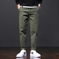 Wholesale Mens Pants Cotton Casual Stretch male trousers man long Straight High Quality colors Plus size pant suit CY9112 G1007