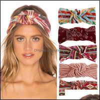 Wholesale Headbands Hair Jewelry Bandanna Stripe Printing Lady Hairband Women Elastic Retro Head Band Bohemia Style Fashion Aessories Xm J2 Drop De