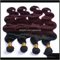 Wholesale Bulks Products Drop Delivery Zhifan Wefted Body Wave B J Brazilian Extensions Wine Red Percent Human Real Hair Weave Sale Tqwxf