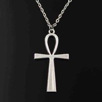 Wholesale Simple Classic Fashion Cross Egyptian Ankh Life Symbol Antique Silver Color Pendant Short Long Chain Necklaces Jewelry for Women