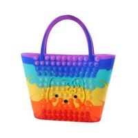Wholesale 34 x CM Big Fidget Bubble Hand Bag Totes Sensory Handbags Rainbow Push bubbles Popper Board Game Waterproof Silicone Party Shopping Casual Bags G969OFC