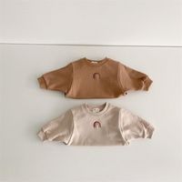 Wholesale Autumn Newborn Baby Boys Girls Clothes Embroidery Rainbow Bodysuit Cotton Long Sleeve Baby Jumpsuit Cute Lovely Baby Clothing Y2