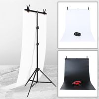 Wholesale 70x200cm T Shape Photo Studio Background Support Stand Backdrop Crossbar Bracket Kit with x140cm Black White Backdrops