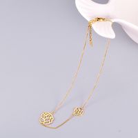 Wholesale Titanium Steel Choker Collarbone Necklace Hollow Camellia Pendant Plated In Black Gold K Elegant Fashion Women s Jewelry Holiday Gift
