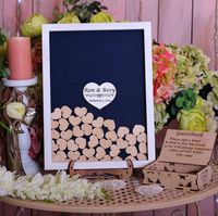 Wholesale Other Event Party Supplies Custom Navy Blue Wedding Guest Book Alternative Guestbook Drop Box Sign In Book Rustic Wooden Weddin