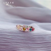 Wholesale Small Stone Design Pure Silver Winding Ring with Gold Garnet Pearl Tourmaline ROHZ