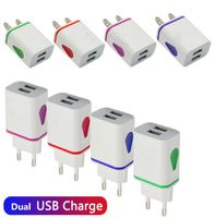 Wholesale Led light dual usb ports us ac home wall charger adapter power adaptor A A Universal for phones Samsung htc android phone tablet PC