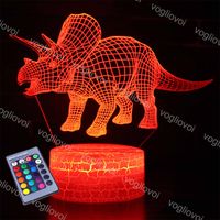 Wholesale 3D Night Lights Animal Dinosaur Colors Changeable For Kids Child Bedroom Decor Nightlight Manga Gift EUB