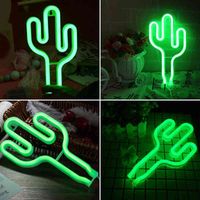 Wholesale Hot Cactus Shaped Neon Signs USB Battery Powered Always on Acrylic Wall Decor Decorative Atmosphere LED Night Lights Holiday DIY