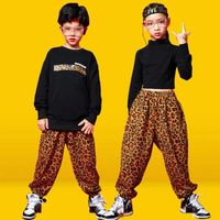 Wholesale Clothing Sets Girls Hip Hop Baggy Pants Boys Sweatshirts Leopard Jogger Trousers Crop Top Street Dance Clothes Kids Jazz Teenage Costume
