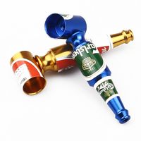 Wholesale pipes Creativity Metal mm Small Beer Bottle Small Pipe Aluminum Filter Mini Small Smoke Pipe Smoking Set metal pipe