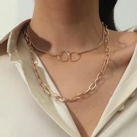 Wholesale Trendy Multilayer Simple Round Circle Necklaces Women Gold Color Link Chain Charm Choker Jewelry Girl Gift Chains