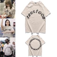Wholesale Casual Dresses Hip hop kanye west trust male shirt cotton striped tops embroidered socks define tour t holy spirit top