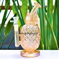 Wholesale Gold Pineapple Bong Hookahs Glass Bubbler Water bongs Smoke Pipe heady glass Dab Rigs Cigarette Accessory With mm bowl