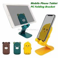 Wholesale Cartoon Bear Duck universal phone holder folding Bracket for Cellphone inch or less tablet PC stand With Retail Package MQ100