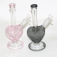 Wholesale Glass Bongs Water Pipes heart shape Smoke Pipe Bong Oil Rigs Hookah Dab Rig with mm Dry Herb Bowls Smoking Accessories ash catcher silicone nectar collectors