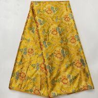 Wholesale Nice Yellow Yards Brocade Jacquard Lace Fabric African Damask Material Floral Cloth Nigerian Tissu Tela For Sewing Dress PJZ14