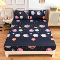 Wholesale Home Textile Star Heart Planet Print Fitted Sheet Mattress Cover With Four Corners And Elastic Band Bed Protector Sets Bedding