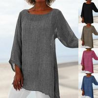 Wholesale 2019 Women Summer Cotton Linen Casual Baggy Tunic Tops Blouse Lady Long Sleeve Shirt