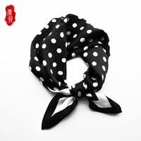 Wholesale Polka dots natural scarf women real silk cm small square shawl black pink neck scarves hair band for ladies girl